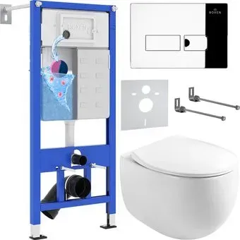 Roxen Egg в комплекте с инсталляцией StounFix Dual Fresh 6 в 1 964205 (кнопка: хром глянец)