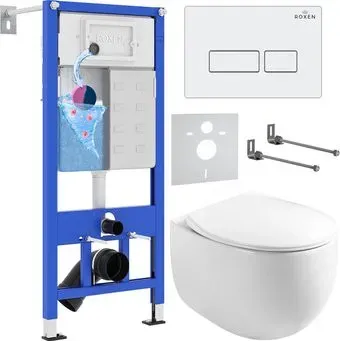 Roxen Egg в комплекте с инсталляцией StounFix Dual Fresh 6 в 1 964170 (кнопка: белый глянец)