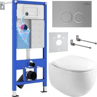 Roxen Egg в комплекте с инсталляцией StounFix Dual Fresh 6 в 1 964076 (кнопка: хром матовый)