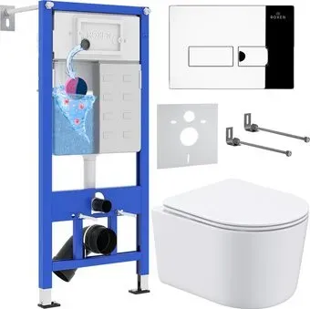 Roxen Simple Compact в комплекте с инсталляцией StounFix Dual Fresh 6 в 1 932469 (кнопка: хром глянец)