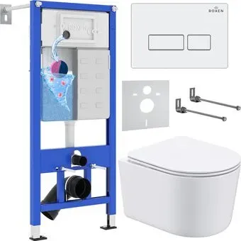 Roxen Simple Compact в комплекте с инсталляцией StounFix Dual Fresh 6 в 1 920247 (кнопка: белый глянец)