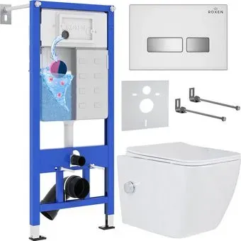 Roxen Cube Bidet One Rimless 6 в 1 StounFix Dual Fresh 640526 (белое стекло)