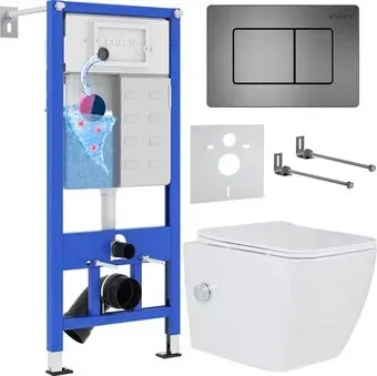 Roxen Cube Bidet One Rimless 6 в 1 StounFix Dual Fresh 623444 (оружейная сталь/металл)