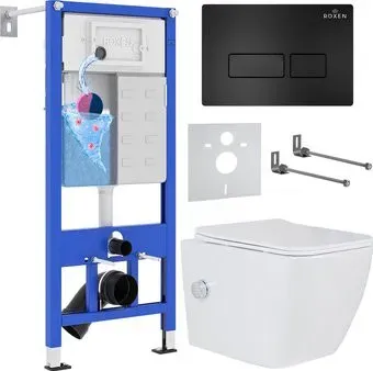 Roxen Cube Bidet One Rimless 6 в 1 StounFix Dual Fresh 583046 (кнопка: черный матовый)
