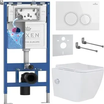 Roxen Cube Bidet One Rimless 6 в 1 StounFix Dual Fresh 506235 (кнопка: белый глянец)