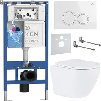 Roxen Antares в комплекте с инсталляцией StounFix Dual Fresh 6 в 1 501057 (кнопка: белый глянец)