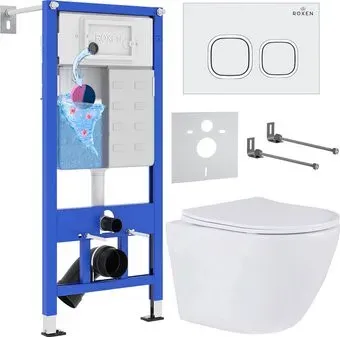 Roxen Antares в комплекте с инсталляцией StounFix Dual Fresh 6 в 1 533395 (кнопка: белый глянец)