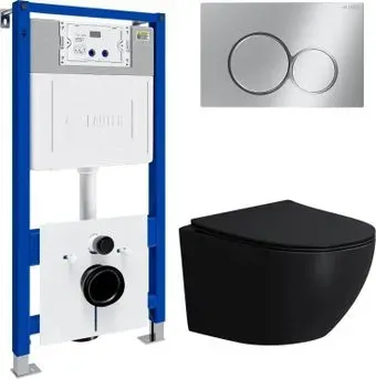 Lauter Sulzdorf + 21901002 + 219701E (черный, с кнопкой смыва хром)