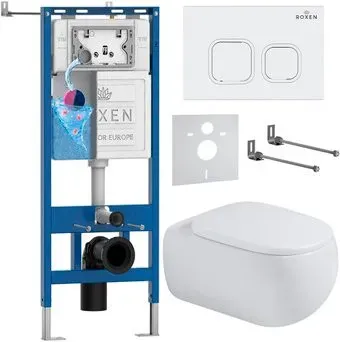 Roxen Titan в комплекте с инсталляцией StounFix Dual Fresh 6 в 1 967222 (кнопка: белая)