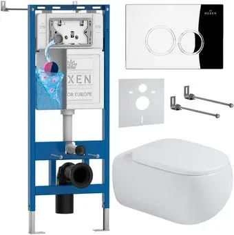 Roxen Titan в комплекте с инсталляцией StounFix Dual Fresh 6 в 1 967212 (кнопка: хром)