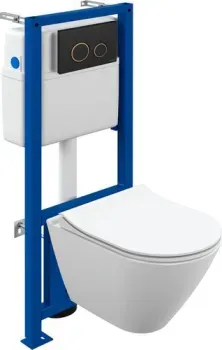 Cersanit City Smart CO DPL EO Slim + Link PRO 68308 (с кнопкой Twins черный матовый/золото)