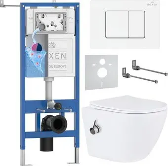 Roxen Antares Bidet Tornado в комплекте с инсталляцией StounFix Dual Fresh 6 в 1 868652 (кнопка: брашированное золото матовая)