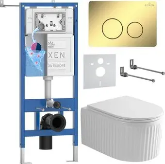 Roxen Royal Matt в комплекте с инсталляцией StounFix Dual Fresh 6 в 1 868588 (кнопка: сатин)