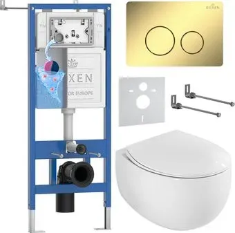 Roxen EGG в комплекте с инсталляцией StounFix Dual Fresh 6 в 1 868578 (кнопка: сатин матовая)