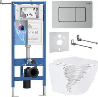 Roxen Antares Tornado Long в комплекте с инсталляцией StounFix Dual Fresh 6 в 1 868442 (кнопка: сатин матовая)