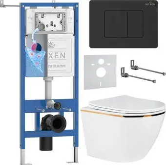 Roxen Antares Gold в комплекте с инсталляцией StounFix Dual Fresh 6 в 1 868618 (кнопка: оружейная сталь матовая)