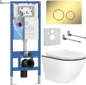 Roxen Antares Black в комплекте с инсталляцией StounFix Dual Fresh 6 в 1 868585 (кнопка: сатин матовая)