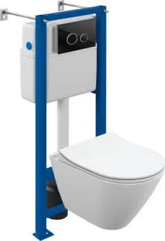Cersanit City Smart CO DPL EO Slim (с кнопкой Twins 64117 стекло черное)