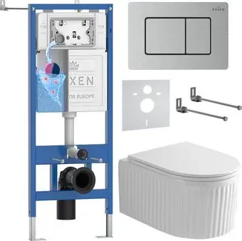 Roxen Royal Matt в комплекте с инсталляцией StounFix Dual Fresh 6 в 1 968301 (кнопка: сатин)