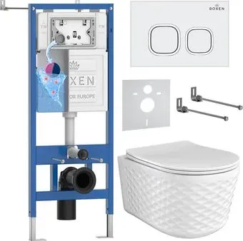 Roxen Vine Tornado в комплекте с инсталляцией StounFix Dual Fresh 6 в 1 979014 (кнопка: белый глянцевый)