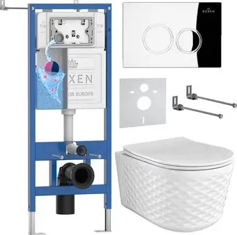 Roxen Vine Tornado в комплекте с инсталляцией StounFix Dual Fresh 6 в 1 979009 (кнопка: хром глянцевый)