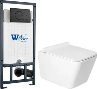 Saniteco KW-9004W в комплекте с инсталляцией + Marberg 507 RD MT-BL + Marberg 507
