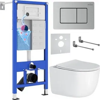 Roxen Vortex в комплекте с инсталляцией StounFix Dual Fresh 6 в 1 968489 (кнопка: сатин)