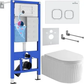 Roxen Royal Matt в комплекте с инсталляцией StounFix Dual Fresh 6 в 1 968265 (кнопка: белый)