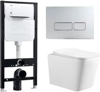 Oliveeka YJ2303 + система смыва RIMLESS + панель смыва 021 (сталь)