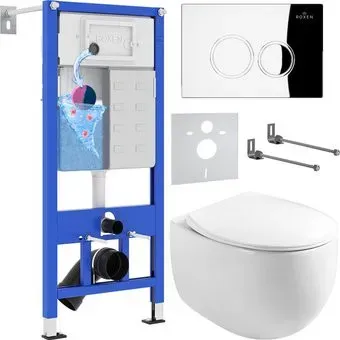 Roxen Egg в комплекте с инсталляцией StounFix Dual Fresh 6 в 1 964032 (кнопка: хром глянец)