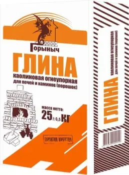 Горыныч Глина каолиновая огнеупорная для печей и каминов (25 кг)