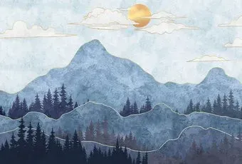 Vimala Рисованные горы синие 270x400