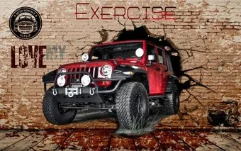 ФабрикаФресок Джип. Jeep. Внедорожник из Стены. Для Гаража 1071160 (160x100)