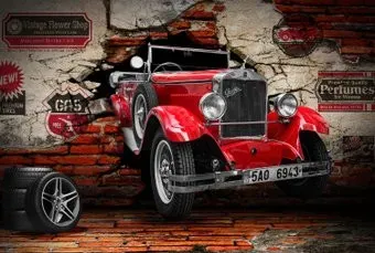 ФабрикаФресок Винтажный Автомобиль. Для Гаража 1064270 (400x270)