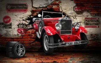 ФабрикаФресок Винтажный Автомобиль. Для Гаража 1061160 (160x100)