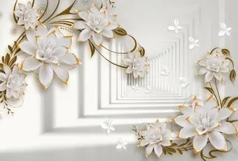 ФабрикаФресок 3D Абстракция. Бабочки Цветы и Туннель 1044270 (400x270)