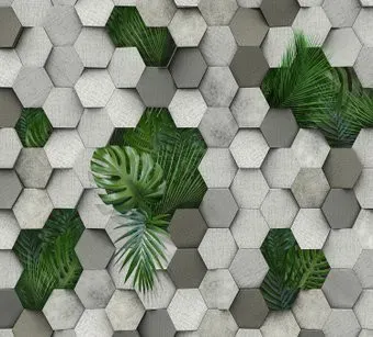 Vimala 3D Шестиугольники и листья пальмы 270x300