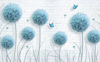 Vimala 3D Одуванчики лофт голубые 270x400