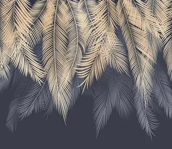 Citydecor Пальмовые листья 300x260 бежевый-синий