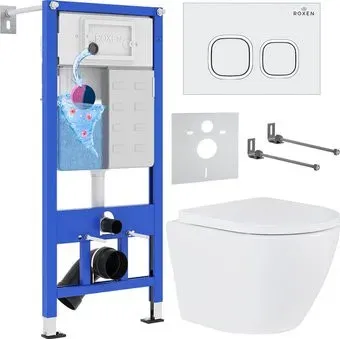 Roxen Antares в комплекте с инсталляцией StounFix Dual Fresh 6 в 1 533876 (кнопка: белый глянец)