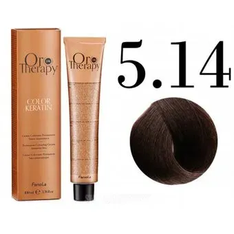 Fanola ORO Therapy Color Keratin 5.14 медный пепельный светло-коричневый 100 мл