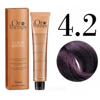 Fanola ORO Therapy Color Keratin 4.2 каштановый пепельный 100 мл