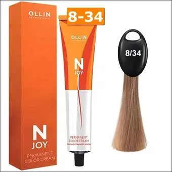 Ollin Professional N-Joy Color Cream 8/34 светло-русый золотисто-медный 100 мл
