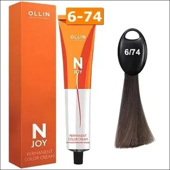 Ollin Professional N-Joy Color Cream 6/74 темно–русый коричнево-медный 100 мл