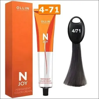 Ollin Professional N-Joy Color Cream 4/71 шатен коричнево-пепельный 100 мл