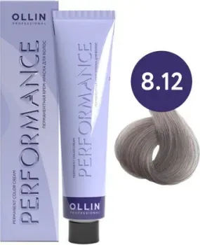 Ollin Professional Performance Permanent Color Cream 8/12 светло-русый пепел.-фиол.