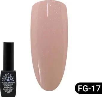 Global Fashion Rubber Base Coat French с шиммером (тон 017) 8 мл