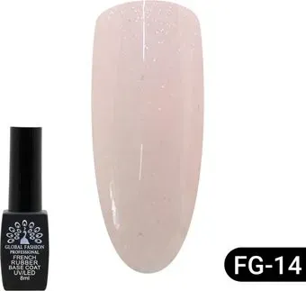 Global Fashion Rubber Base Coat French с шиммером (тон 014) 8 мл