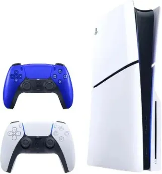 Sony PlayStation 5 Slim CFI-20XX (1 ревизия, с дисководом, 2 геймпада, белый/кобальтовый синий)