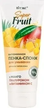 Витэкс Super Fruit Витаминная пенка-спонж для умывания с манго, гиалуроном и витамином С 200 мл